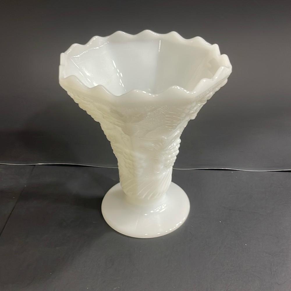 Milk, glass bud vase 6 inch